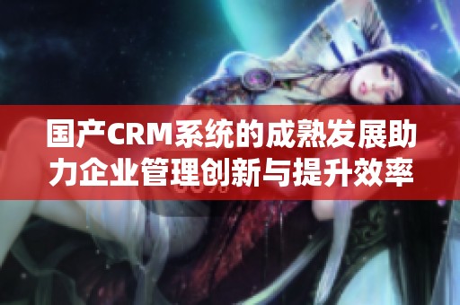 国产CRM系统的成熟发展助力企业管理创新与提升效率