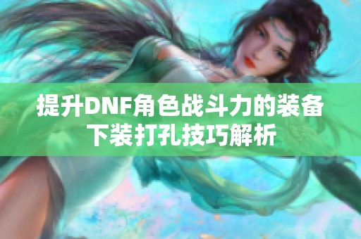 提升DNF角色战斗力的装备下装打孔技巧解析