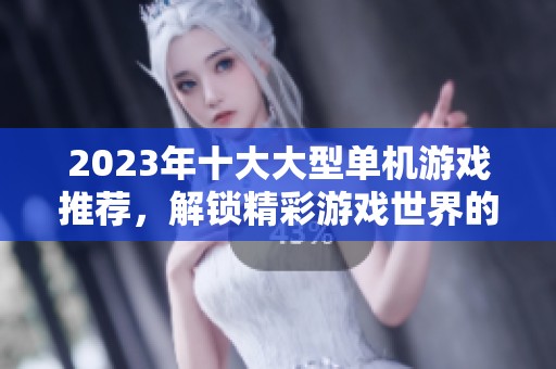 2023年十大大型单机游戏推荐，解锁精彩游戏世界的极致体验