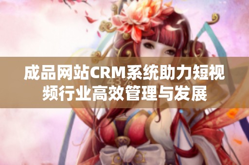 成品网站CRM系统助力短视频行业高效管理与发展