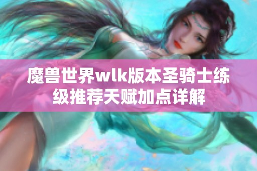 魔兽世界wlk版本圣骑士练级推荐天赋加点详解