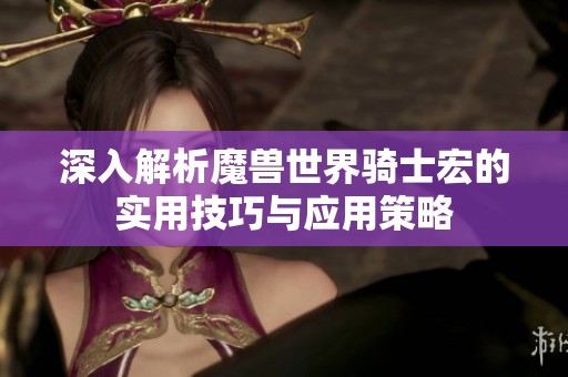 深入解析魔兽世界骑士宏的实用技巧与应用策略